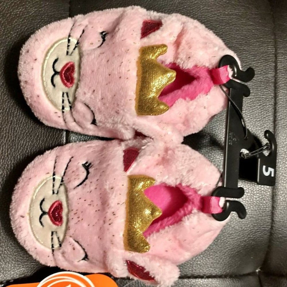 Wonder Nation baby toddler girl light pink bunny slipper shoes size 5